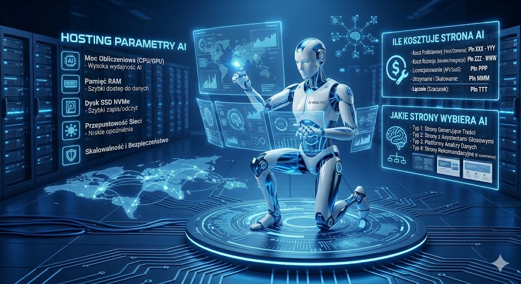 Ile kosztuje strona internetowa z AI w 2026? (koszty, hosting, domena)